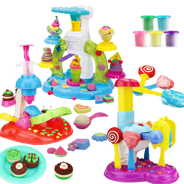 Creative dough icecream & ice lolly & cookies maker colorful clay plasticine and tool kits educational preshool toys pretend play for kids