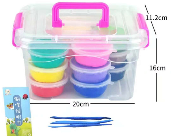 Magical new super clay 12 color bag round box plasticine set color mud handmade clay space mud children's toys