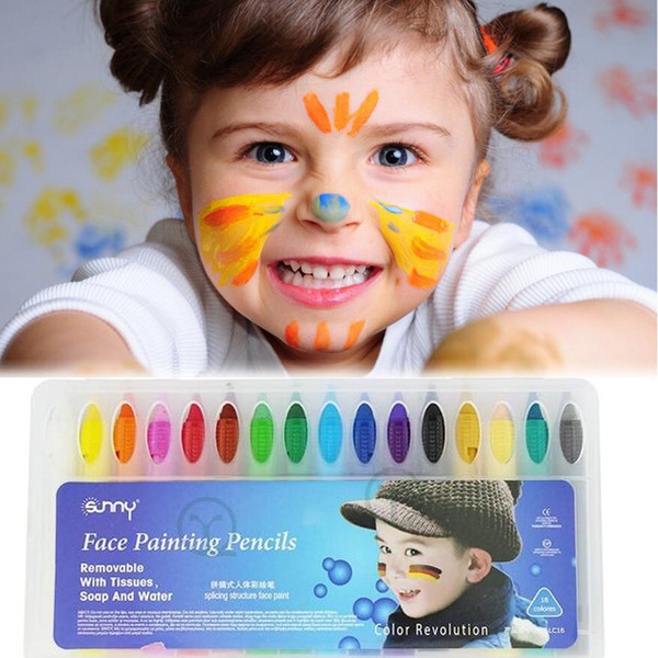 Baby Kids 16 Color Face Body Painting Crayon Kit Set Sticks Party Wedding Kids Child Drawing Toys Gift Face Painting Pencils Face Deco