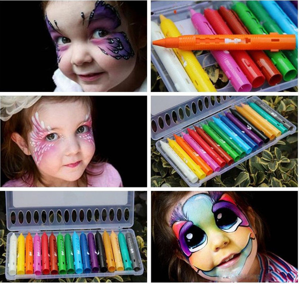 16 Colors Face Painting Pencils Splicing Structure Face Paint Crayon Christmas Halloween Body Painting Pen Stick For Children Party Makeup