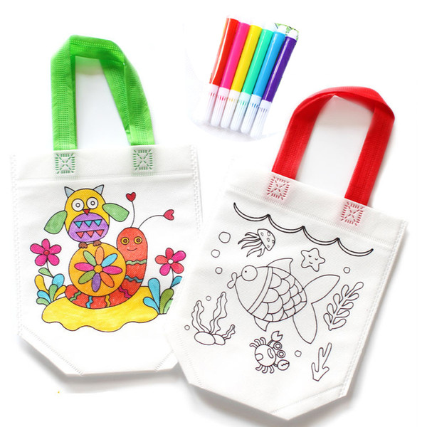 DIY Drawing Craft Color Bag Children Learning Educational Drawing Toys with Safe Watercolor pen for Baby Gifts