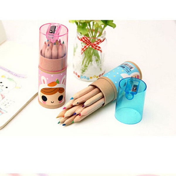 Wholesale- 12pcs/lot Colorful Wood Sketch Drawing Pencil Gifts for Kids Girls Girl Painting Stationery Drawing Accessories