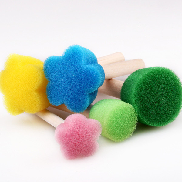 BalleenShiny 5Pcs Creative Sponge Brush Children Art DIY Painting Tools Baby Funny Colorful Flower Pattern Drawing Toys Gift