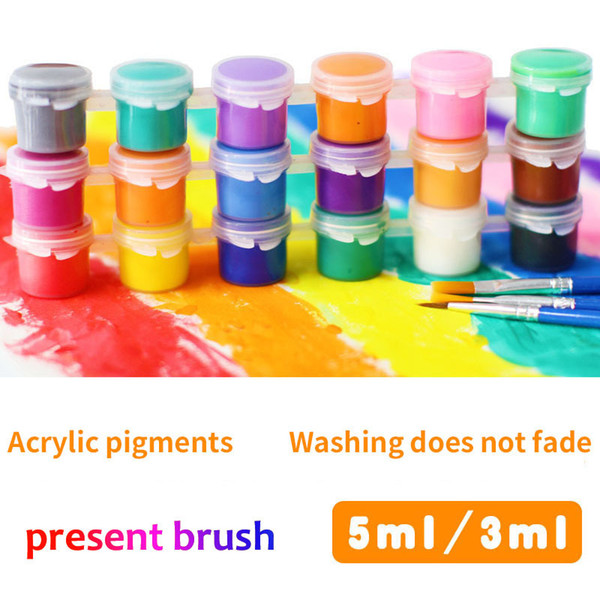 8 Color/set Crylic Paint Coloring Box Children Educational Toy Drawing Tool Kit Painting With Kid Art DIY Present Brush 30 set Mix Wholesale