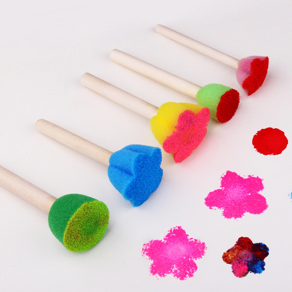 Painting Sponge Brush Wood Handle Creative Paint Brush Seal Sponge Brush DIY Children's Sponge Painting Tool Graffiti Kids