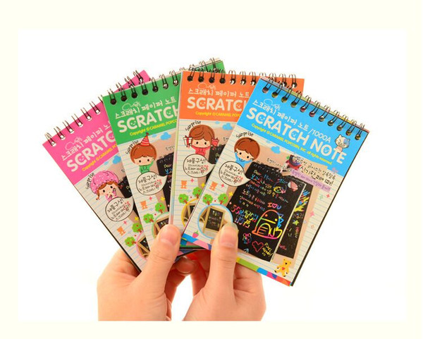 Scratch note Black cardboard Creative DIY draw sketch notes for kids toy notebook Coloring Drawing Note Book Supplies