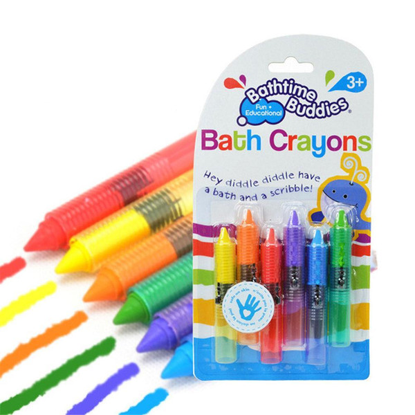 Wholesale- 6Pcs/Set Hot Sale Drawing Toys Bath Toy Baby Bath Crayons Toddler Washable Bathtime Safety Fun Play Educational Kids Toy