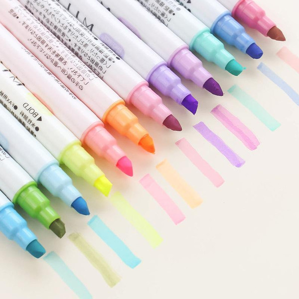 12 Pcs/set Japanese Stationery Zebra Mild Liner Double Headed Fluorescent Milkliner Highlighter Pen Color Mark Pen Cute