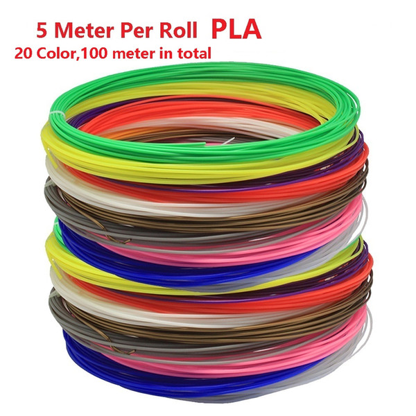 (20 Color* 100 Meter*5 Meter Per Roll, 36Color Option) New High Quality 3D Pen Printer Filament PLA Diameter 1.75mm Filament Materials