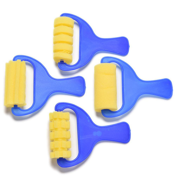 4pcs Yellow Sponge Brush Seal Sponge Paint Brush Original Plastic Handle Children's Painting Graffiti Kids Drawing Toys