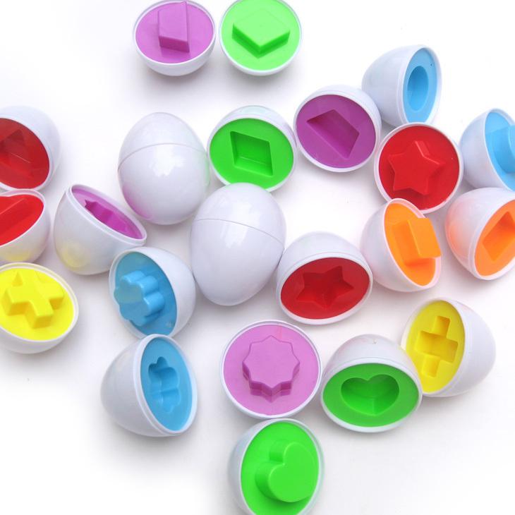 Wholesale-Free shipping 6eggs/set Mixed Shape Wise Pretend Puzzle Smart Eggs Baby Kid Learning Toys Tool