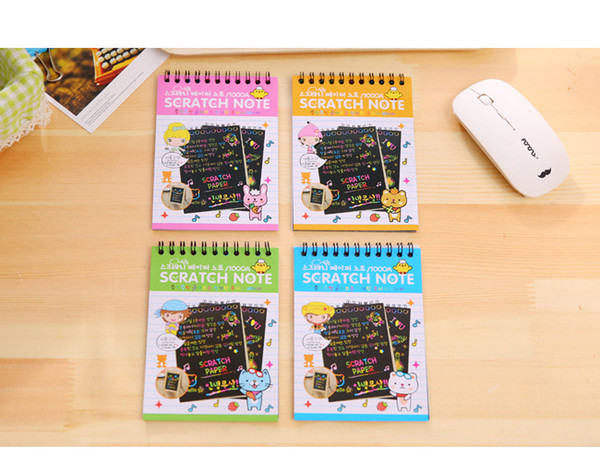 Scratch note Black cardboard Creative DIY draw sketch notes for kids toy notebook zakka material Coloring Drawing Note Book Supplies