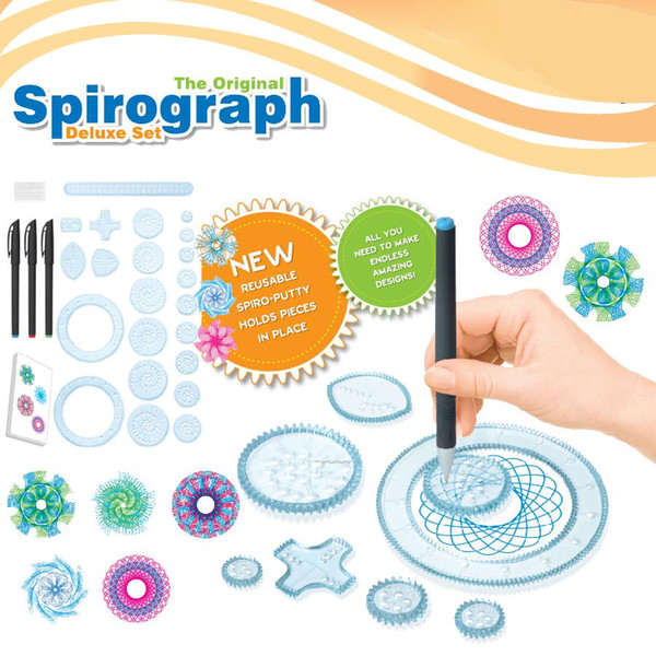 Spirograph Drawing Toys Set Accessories Creative Draw Spiral Design Interlocking Gears & Wheels Creative Drawing For children