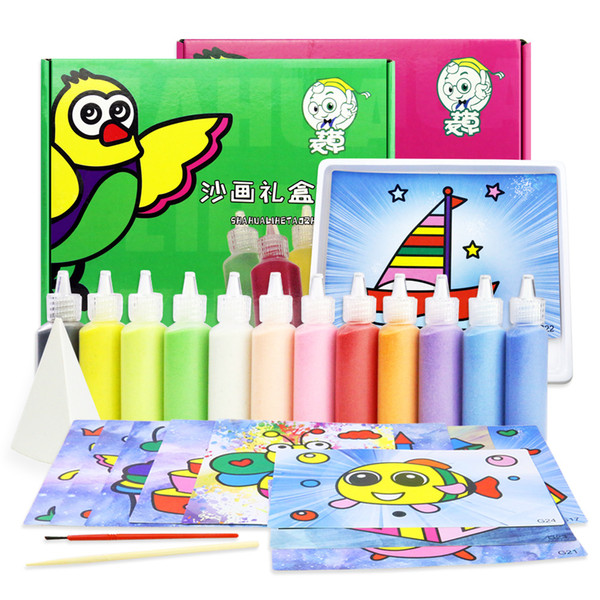 The latest children's sand painting set Kindergarten handmade color sand painting boys and girls diy educational toys gift gifts