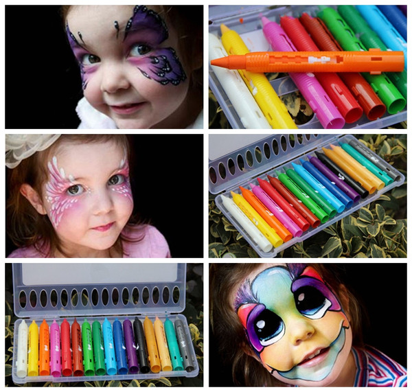 16 Colors Face Painting Pencils Splicing Structure Face Paint Crayon Christmas Halloween Body Painting Pen Stick For Children Party Makeup