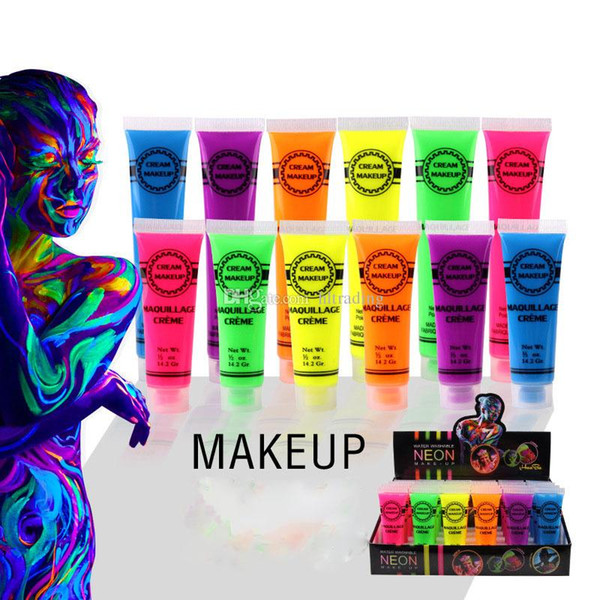 Environmental protection Neon UV Brigh Face Body Paint Fluorescent Rave Festival Painting Halloween Professional Painting Beauty MakeupC4942