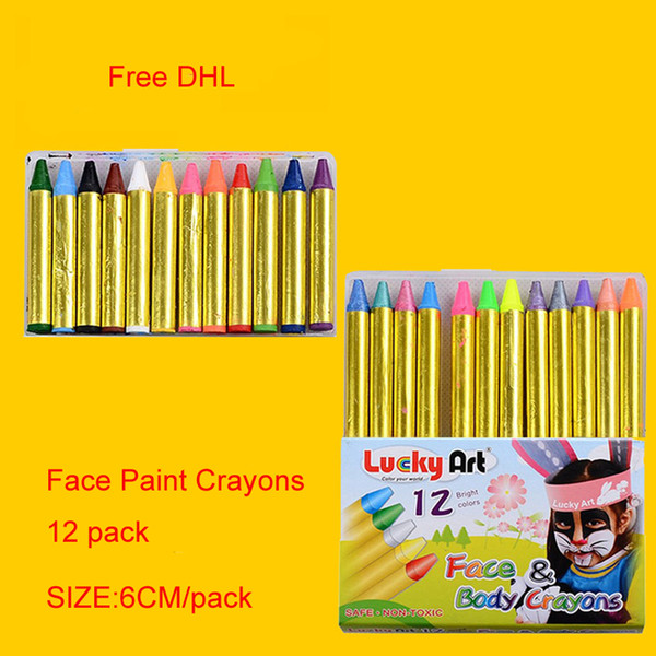 Face Paint and Body Crayons - 12 Colors 6CM- Safe & Non-Toxic Pearl Color and Fluorescent Color Halloween Presents Christmas Gift Free DHL