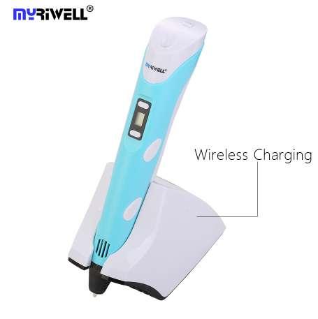 Myriwell New 3D Printing Pen 3.7V 1500mAh Wireless Charging Kids 3D Drawing Pen With Free 30m PCL Filaments