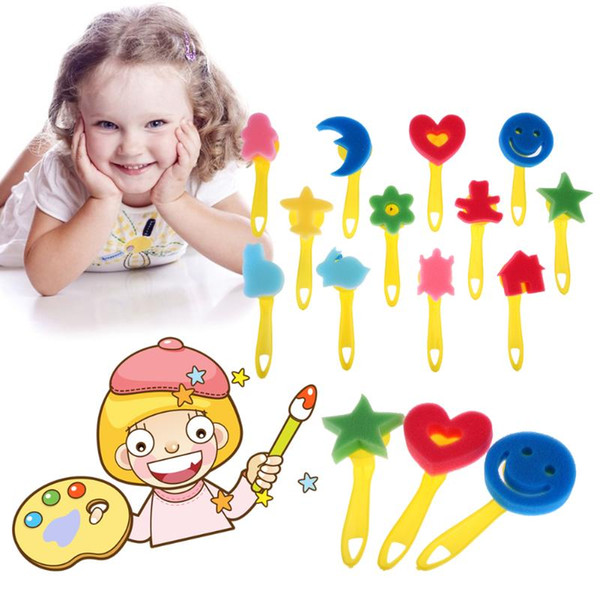 12pcs/lot Colorful Children DIY Painting Sponge Brush Kids Drawing Toy Christmas Gift Baby Early Learning Doodle Drawing Tools