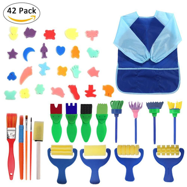 42 PCS/Set Baby Drawing Sponge Brushes Suit Kids DIY Flower Art Graffiti Painting Tool Educational Toy