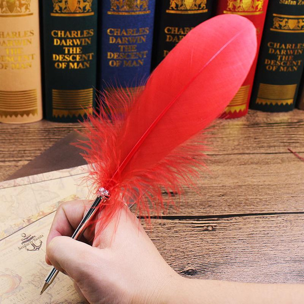 Colorful Elegant Feather Ballpoint Pen Kawaii Signature Pens Roller Ball Pen Stationery For Students Gift Office Supplies Markers mk458