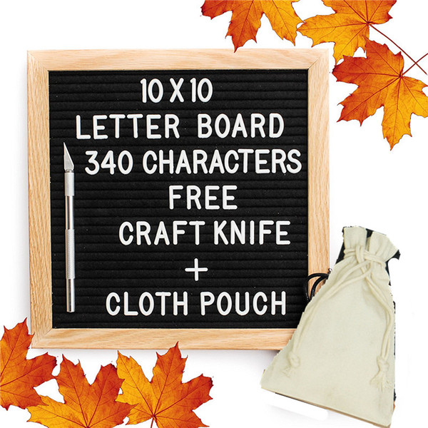 Black Felt Letter Board Changeable Letter Puzzle Boards Free Craft Knife Oak Wood Frame Message Board For Xmas Business Free DHL 574