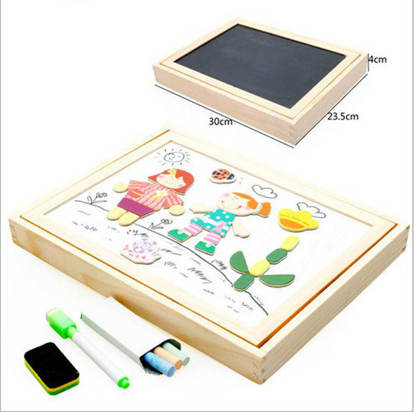 Boys Toys Magnetic Easel Wooden Double-face Dry Erase Board Puzzle Games for Kids Multi-function Magnetic Jigsaw Board Free DHL