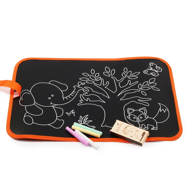 Chalk Drawing Book Soft Black Board Pad Coloring Book Early Educational Toys for Toddlers Kids-Portable Type