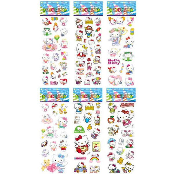 Classic Toys Sticker New 2016 6pcs/set Hello Kitty Foam Cartoon 3D Sticker Hello Kitty Model Toy Fashion Cute DIY Craft Scrapbook Stickers