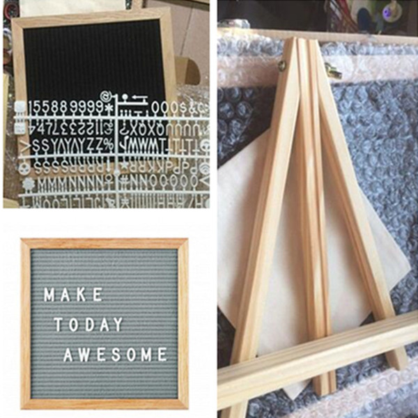 with holder 10x10 Black Felt Letter Board with 340 Character Letters free Craft Knife coth pouch DIY Oak Wood Frame Easels message boards