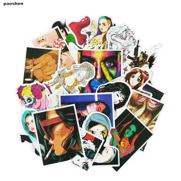 stickers for guitar 100 Pcs Do Not Repeat PVC Waterproof Fun Sticker For Guitar Toys The Luggage Sexy Girl Stickers Handbag Decoration