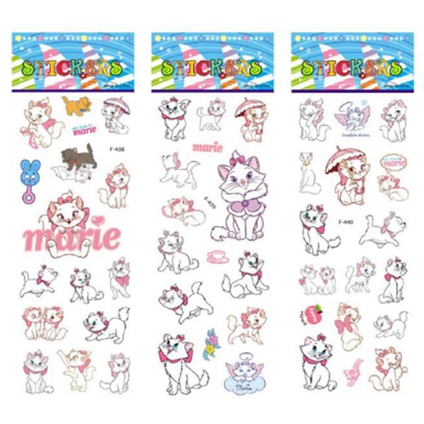 for kids 3 sheets/set The Aristocats pattern bubble stickers for kids decor on notebook Marie Cat 3D sticker doodle toy stickers