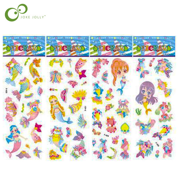 5 Sheets Dressing Up Mermaid Sticker DIY make up Stickers Cartoon Children Stickers Toys PVC Scrapbook Gifts For Kids Girls GYH