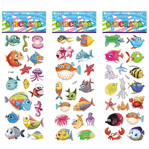 lassic Toys Sticker 12 Sheets/pack Kids Stickers Toy Creative Cute Seabed Animals Fishes PVC Sticker for DIY Scrapbooking Diary Phone Sti...