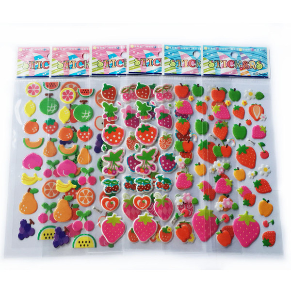 bubble 5pcs/lot 3D Puffy Bubble Cartoon fruit Stickers for Kids strawberry Cute DIY Craft sticker YYY WYQ