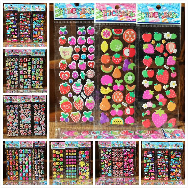 ubble stickers free shipping 10 Sheets/lot 3D Puffy Bubble Stickers Mixed Cartoon Cars Waterpoof DIY Children Kids Boy Girl Toys for chil...