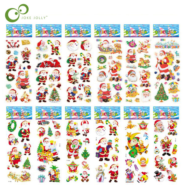 Cheap Scrapbooking Bubble Puffy Stickers Merry Christmas Santa Claus Stickers Reward Kids Toys For Children Factory Direct Sales GYH