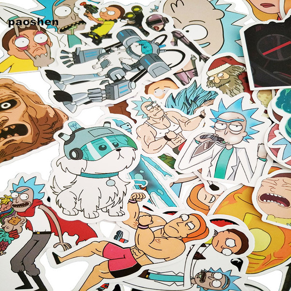 Cheap Stickers 85 Pcs Rick And Morty Cartoon Pvc Waterproof Sticker For Luggage Skateboard Phone Laptop Moto Trunk Guitar Car DIY Stickers