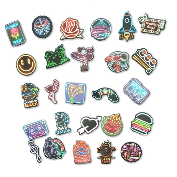 Stickers 50 PCS Neon Light Sticker Anime Icon Animal Cute Decals Stickers Gifts for Children to Laptop Suitcase Guitar Fridge Bicycle Car