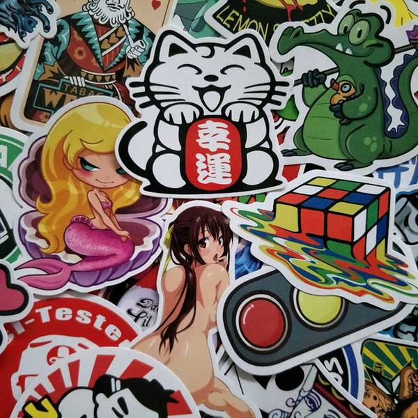 100 PCS Sexy Hybrid Stickers For Laptop Skateboard Luggage Car Styling Bike JDM The Bathroom Graffiti Guitar Diary Stickers