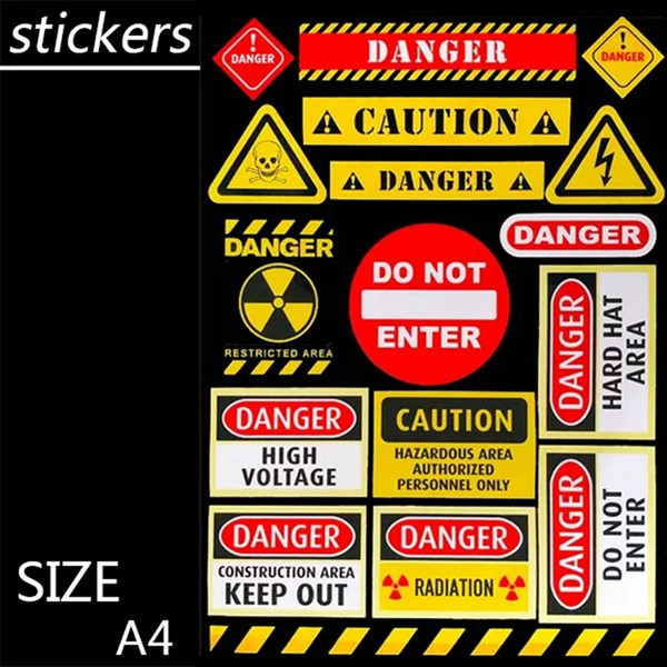 Cheap Stickers A4 stickers exquisite processing retro warning board snack series sexy life series for laptop suitcase DIY 2019 fashion