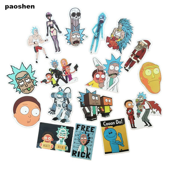 stickers 35 Pcs Rick And Morty Cartoon Pvc Waterproof Sticker For Luggage Skateboard Phone Laptop Moto Trunk Guitar Car DIY