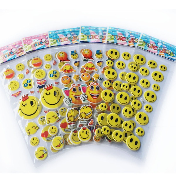 Classic Toys Sticker 5pcs/lot Fashion Kids Toys Cartoon Emoji Smile face Expression 3D Children PVC Stickers Bubble Stickers WYQ