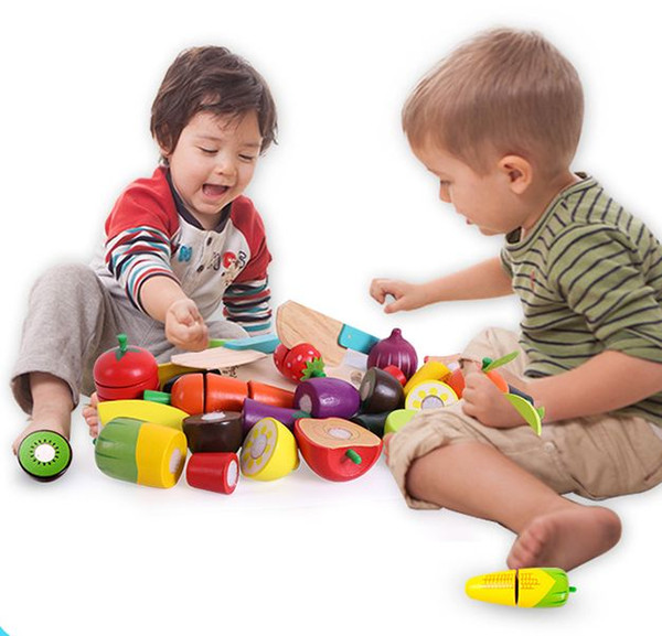 Vegetables and fruits Qieqe puzzle toy building blocks wooden baby children play kitchen boys and girls