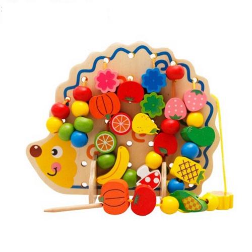 82pcs Cute beaded toy hedgehog wooden math toys for kids 3 years old baby brinquedos wood montessori Educational toy fun games