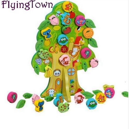 Animals and fruit trees wooden math toys for kids baby montessori educational toys learning toys brinquedos children preschool