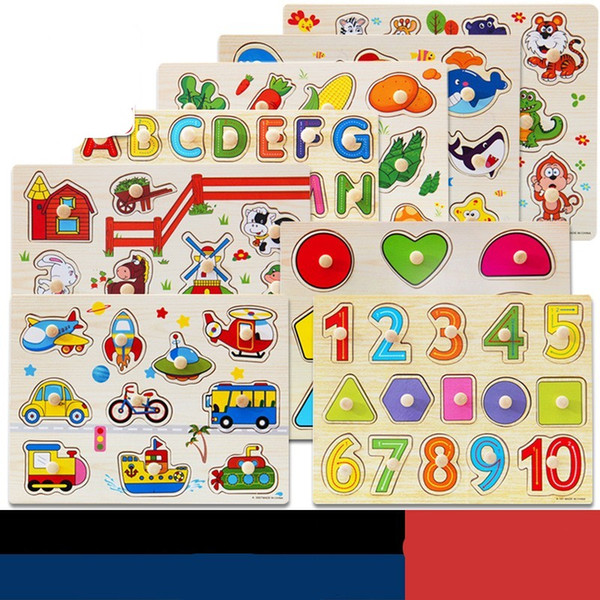 Children Number Wood Jigsaw Puzzle Hand Clutching Plate Wooden Puzzle Letter Intelligence Toy Improve The Ability Of Thinking 4 6sy W