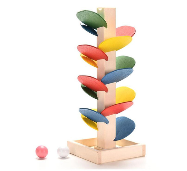 Wooden Tree Marble Ball Run Track Game Baby Montessori Blocks Kids Children Intelligence Educational Model Building Toy