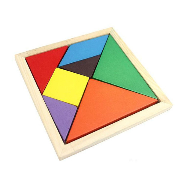 Hot Sale Colorful Wooden Tangram Early Educational Bricks Blocks Brain Teaser Puzzle Educational Developmental Kids Toy Gift