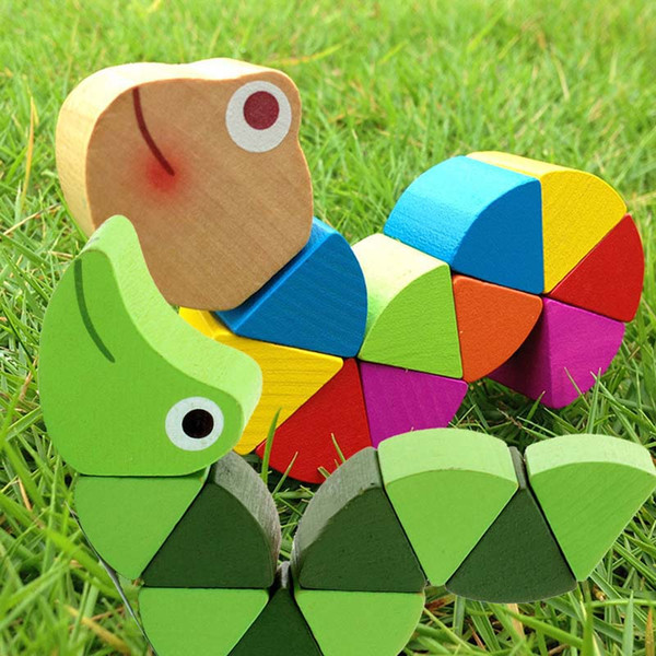 Wooden Toys Cute Crooked Worm Design Toy Magic Multi Change Educational Tools Caterpillar Shape Children Puzzle Gifts C23